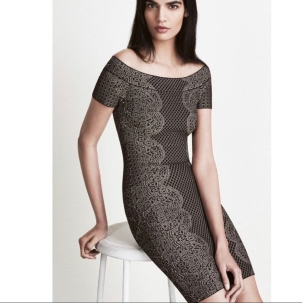 NEW‎ BCBGMaxAzria "Kisha" Black Bodycon Dress Large